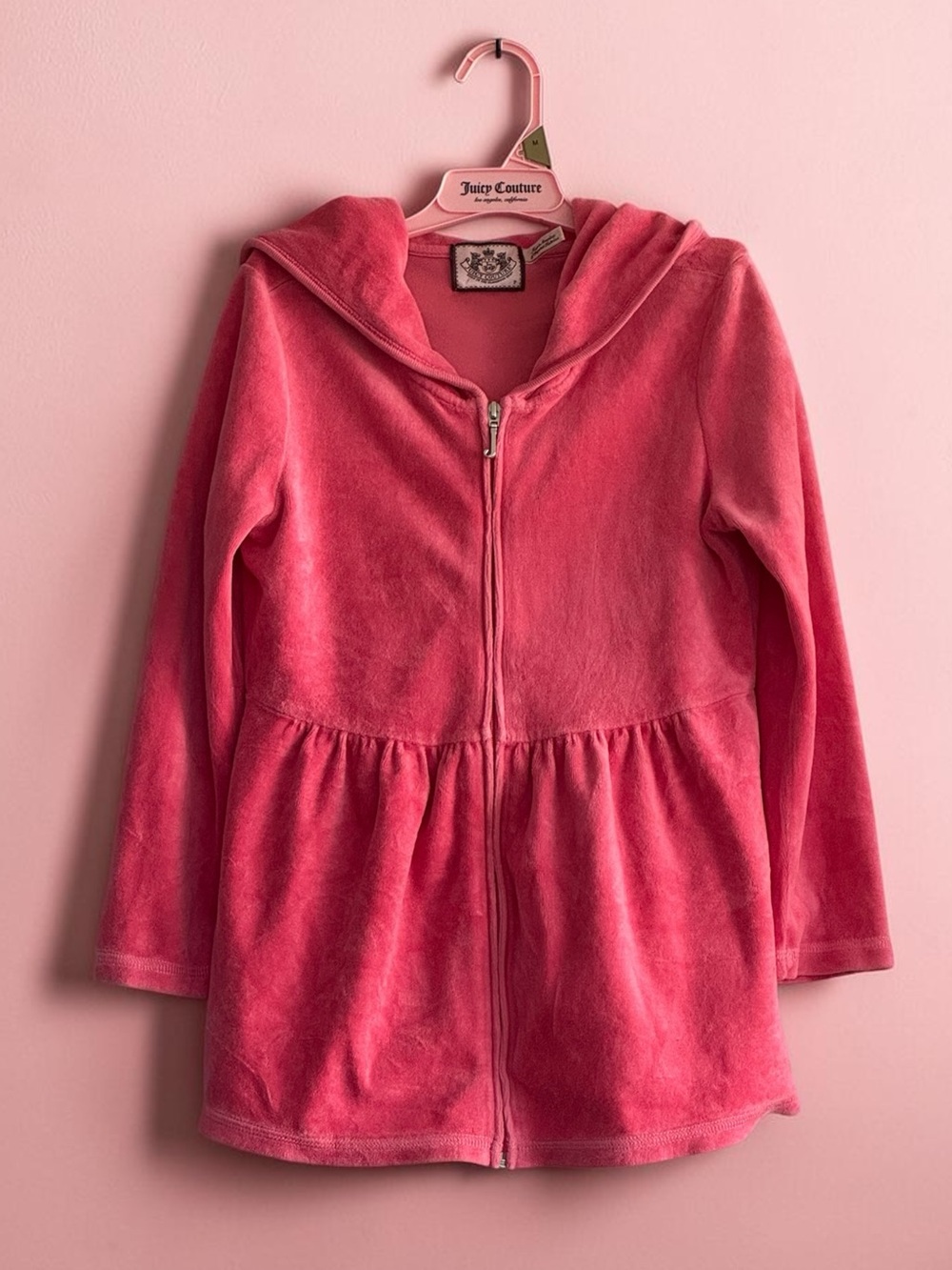 Vintage Juicy Couture Peplum Velour Pink Track Jacket Zip Up Hoodie Y2K